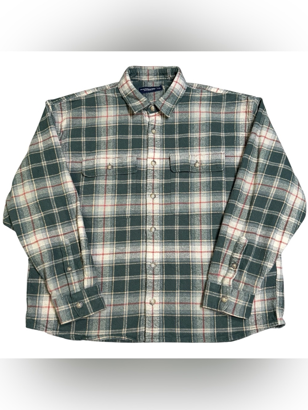 Abercrombie & Fitch Shirt Men’s XL Forest Green Plaid Button Front 90s Oversized